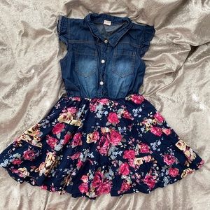 Girl Floral Jean Dress